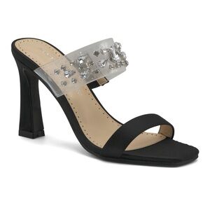 Adrienne Vittadini Black Heels with Crystal Embellishments